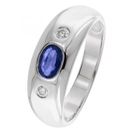 trendor 22749.054WG Band Ring White Gold 585/14 ct. with Sapphire and Diamonds