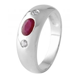 trendor 22749.060WR Band Ring with Ruby and Diamonds 585/14 ct White Gold