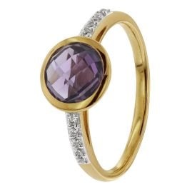 trendor 41342 Gold Ring for Women with Amethyst