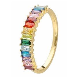 trendor 41702 Ladies' Ring Gold Plated 925 Silver Colourful Cubic Zirconia