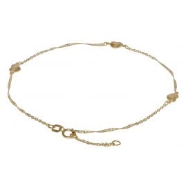 trendor 63270 Anklet 333 Gold with 3 Hearts