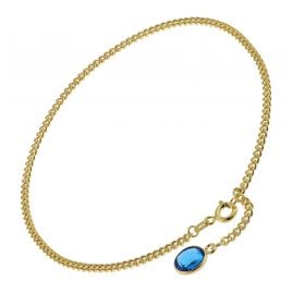 trendor 51191 Anklet Gold Plated Silver 925 with Blue Quartz