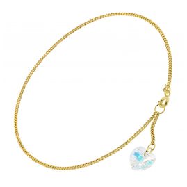 trendor 51328 Fußkette mit Kristallherz Gold 333 / 8K