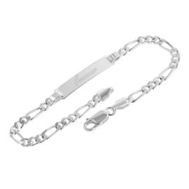 trendor 41389 Men's Engraving Bracelet 925 Silver Figaro-Chain with Name