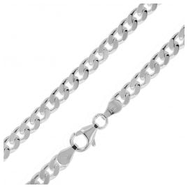 trendor 75134 Men's Necklace Silver 925 Flat Curb Chain 4.7 mm Wide