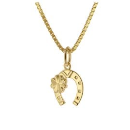 trendor 41853 Kids Horseshoe Pendant Gold 333 8K + Gold-Plated Silver Necklace