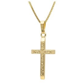 trendor 41858 Cross Pendant Gold 333/8K with Gold-Plated Silver Chain