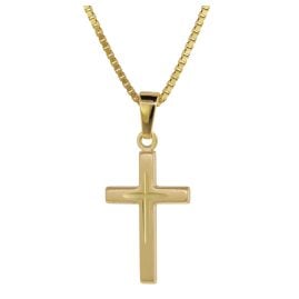 trendor 75276 Cross Pendant Gold 585 (14 ct.) + Gold-Plated Necklace