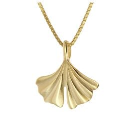 trendor 15075 Damen-Halskette mit Ginkgoblatt Gold 333/8K