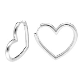 trendor 15173 Hoop Earrings Heart 925 Silver 25 x 25 mm