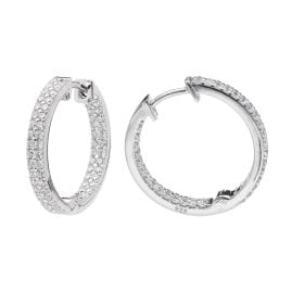trendor 15133 Ladies' Hoop Earrings 925 Silver with Cubic Zirconia