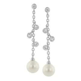 trendor 15136 Damen-Ohrringe Ohrhänger Silber mit Perlen