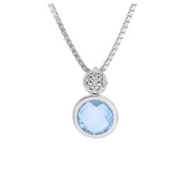 trendor 15199 Womens Pendant White Gold 333/8K Blue Topaz With Silver Necklace