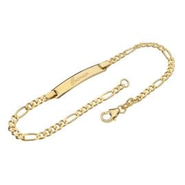 trendor 15288 Gravur-Armband für Junge Damen Gold 333/8K Figaroband 18,5 cm