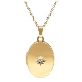 trendor 15540 Locket With Diamond Gold 585/14K On Gold-Plated Silver Chain