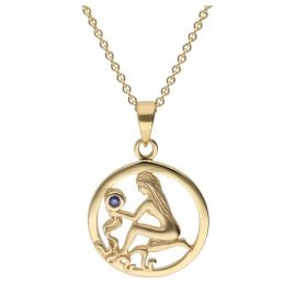 trendor 15560-09 Zodiac Virgo Gold 333 With Sapphire + Gold-Plated Necklace