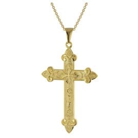 trendor 15762 Cross Pendant Gold 333/8K with Gold-Plated Silver Men's Necklace