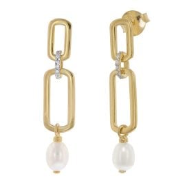 trendor 15808 Drop Earrings with Pearls Gold Plated 925 Silver