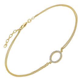 trendor 15903 Anklet with Glitter Ring Gold Plated 925 Silver