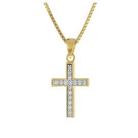 trendor 15907 Girls' Cross Pendant Gold 585 / 14K + Gold-Plated Silver Chain