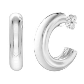 trendor 15917 Damen-Ohrringe 925 Silber Halb-Creolen ⌀ 25 mm