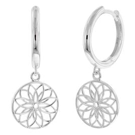 trendor 15920 Women's Hoop Earrings Flower Of Life 925 Silver