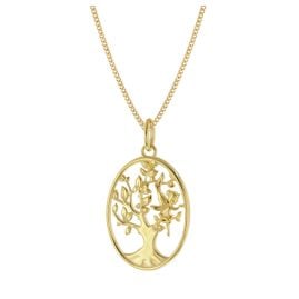 trendor 68052 Halskette mit Lebensbaum Gold auf Silber 925