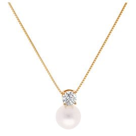 trendor 68153 Women's Necklace Gold-Plated Silver With Pearl/Cubic Zirconia