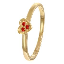 trendor 41539 Women's Ring 333/8K Gold Heart With Red Cubic Zirconia