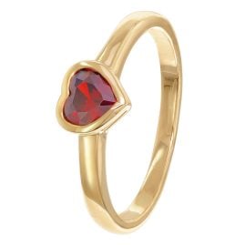 trendor 41559 Women's Ring 333/8K Gold With Red Cubic Zirconia Heart