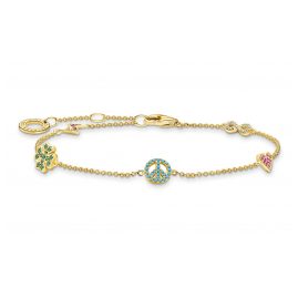 Thomas Sabo A2039-488-7-L19v Women's Bracelet with Symbols Gold Tone colourful