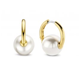 Ti Sento 7850PW Women's Hoop Earrings with White Pearls