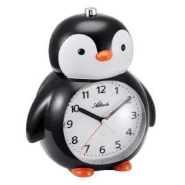 Atlanta 2165 Kinderwecker mit Leisegang Pinguin Schwarz/Weiß
