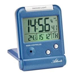 Atlanta 1806/5 Digital Travel Alarm Clock Radio-Controlled Blue