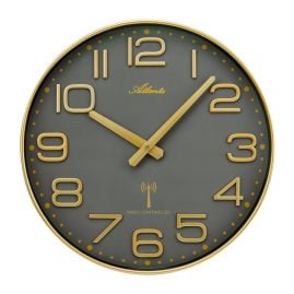 Atlanta 4539/9 Radio-Controlled Wall Clock Gold Tone/Grey