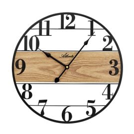 Atlanta 4566 Design-Wanduhr Quarz Metall/Holzoptik