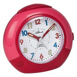 Atlanta 1708/1 Children's Alarm Clock with Quiet Movement Red/Pink
