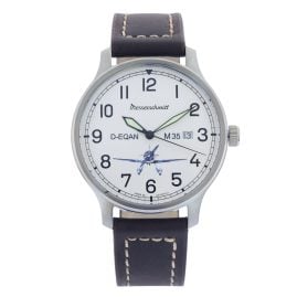 Messerschmitt M-35S-Q Men's Wristwatch M35 Quartz with Leather Strap Brown