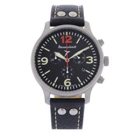 Messerschmitt ME-3H205R12-L Men's Aviator Watch Chronograph Leather Strap Black