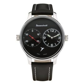 Messerschmitt ME-DUAL-SL Herren-Armbanduhr mit Lederband Schwarz