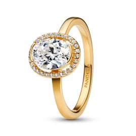 Pandora 163802C01 Ladies' Ring Oval Sparkling Halo Gold Tone