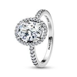 Pandora 193777C01 Women's Silver Ring Oval Sparkling Halo