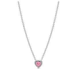Pandora 398425C02-45 Damen-Halskette Erhabenes Herz Pink