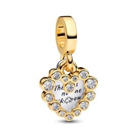 Pandora 763765C01 Doppelter Charm-Anhänger Funkelndes Herz Goldfarben