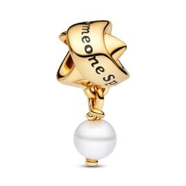 Pandora 763784C01 Charm Goldfarbene Schleife mit Perle