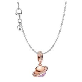 Pandora 28207 Women's Necklace Planet Saturn Rose Gold Tone Gift Set