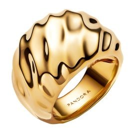 Pandora 163884C00 Women's Statement Ring Rippled Gold Tone
