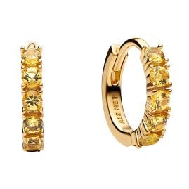 Pandora 263849C01 Women's Hoop Earrings Huggies Gold Tone Yellow