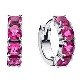Pandora 293851C02 Damen-Creolen Ohrringe Pink Silber