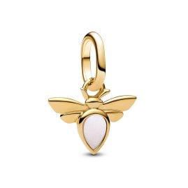 Pandora 763826C01 Mini Dangle Charm White Bee Gold Tone
